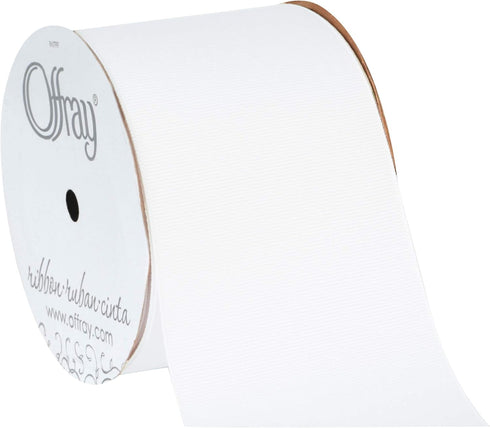 Berwick Offray 3" Grosgrain Ribbon, White, 10 Yards...