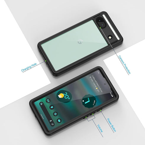 Lanhiem Pixel 6a Case, IP68 Waterproof Dustproof Shockproof Case with Built-in Screen Protector, Full Body Rugged Protective Cover for Google Pixe...