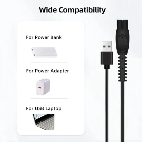 2PCS Charging Cable for Philips Noreclo One Blade Charger Compatible with New Version Philips Norelco OneBlade QP2724 QP2834 MG5910 MG7910 MG9510 ...