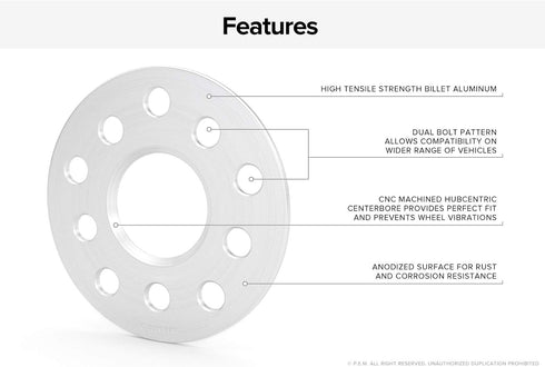 5mm Hubcentric Wheel Spacers (5x112 and 5x100, 57.1mm Bore, No Lip) Compatible with Audi TT A3 A4 A6 A8 S4 S6 S8 Volkswagen Jetta Golf GTI R32 Cor...