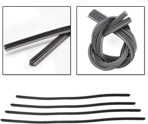 4-Piece Bracketless Wiper Rubber Filler Strip, 26 Inch Size Adjustable Wiper Substitution Rubber, Suitable for Front, Rear Windshield, Doors, Wind...