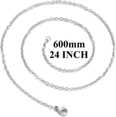 30 Pack 24 Inch Necklace Chain Stainless Steel Link Cable Chain Necklace with Lobster Clasps for DIY Jewelry Making...
