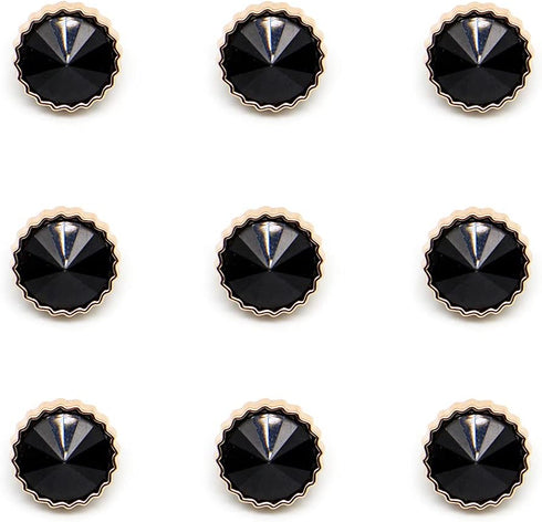 Decorative Black Rhinestone Resin Sewing Shank Buttons 50 pcs - 12.5mm, 1/2"...