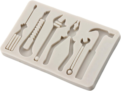 Hand Tools Silicone Molds Hammer Pliers Wrench Fondant Mold Construction Tool Mold For Sugar Cake Decorating Cupcake Topper Chocolate Gum Paste Ca...