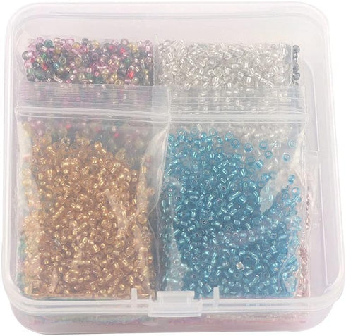 Approx 7200pcs 2mm Glass Tiny Seed Beads for DIY Jewelry Making Total 12colors...