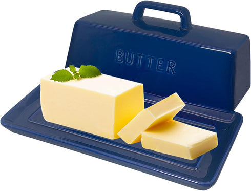 Gute Butter Dish with Lid for Countertop, Covered Ceramic Butter Dish, Butter Tray Storage for 1 Stick of Butter, Butter Keeper Container with Han...