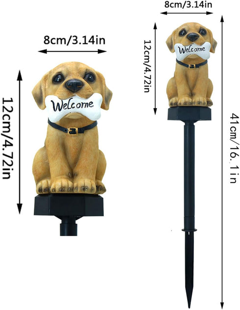 Outdoor Solar Dog Statues with LED Light, Cute Dog Welcome Statue for Garden Patio Yard Decor...
