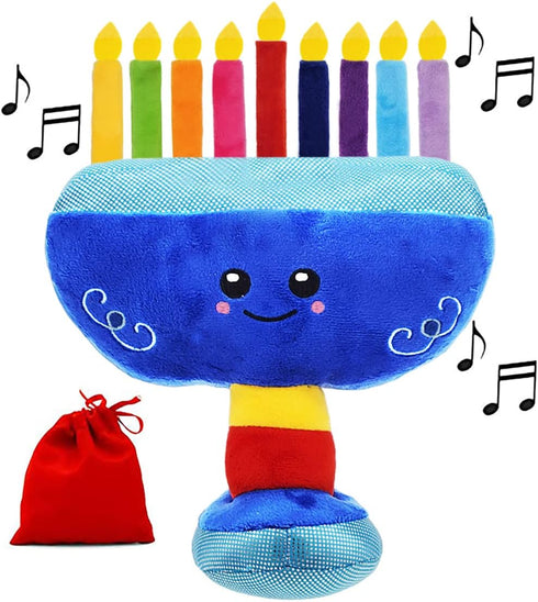 The Dreidel Company Hanukkah Plush Menorah, Musical Menorah Plays 2 Classic Hanukkah Melodies...