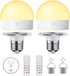 Rechargeable Light Bulbs for Sconce and Lamp with Remote, RGB, Timer, Dimmable, E26 Battery Operated Light Bulb, 3 Color Temperature, 2Pack...
