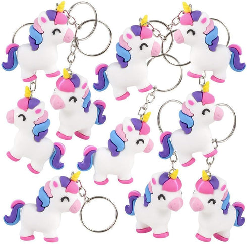 ArtCreativity Unicorn Rubber Keychains, Set of 12, Fun Key Chains for Backpack, Purse, Luggage, Unicorn Birthday Party Favors for Kids, Goodie Bag...