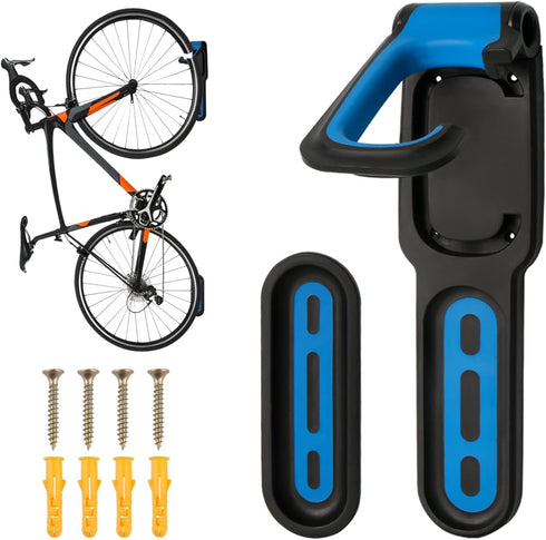 Bike Rack Garage with Tire Tray - Wall Mount Bike Hanger Storage System Wall Mount Bicycle Hook Rack for Indoor Shed, Heavy Duty Holds up to 100 l...