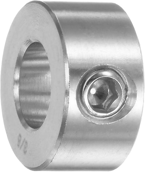 Shaft Collar 3/8" Bore 304 Stainless Steel Set Screw Shaft Collars, 3/4" OD, 3/8" Width, for Wheel Barrow Axle, Gearbox Assemblies, Machine Tools,...