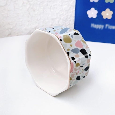 Ceramic Paper Clip Holder Gold Line Paper Clip Dispenser Organizer for Desk Cute Terrazzo Marble Pattern Office Binder Clip Holder Bobby Pin and H...