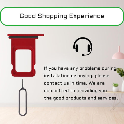 for iPhone XR Red SIM Card Slot Replacement Single SIM Version Card Tray Holder Adapter with Waterproof Rubber Ring Repair Tool Fix Kit Needle Eje...