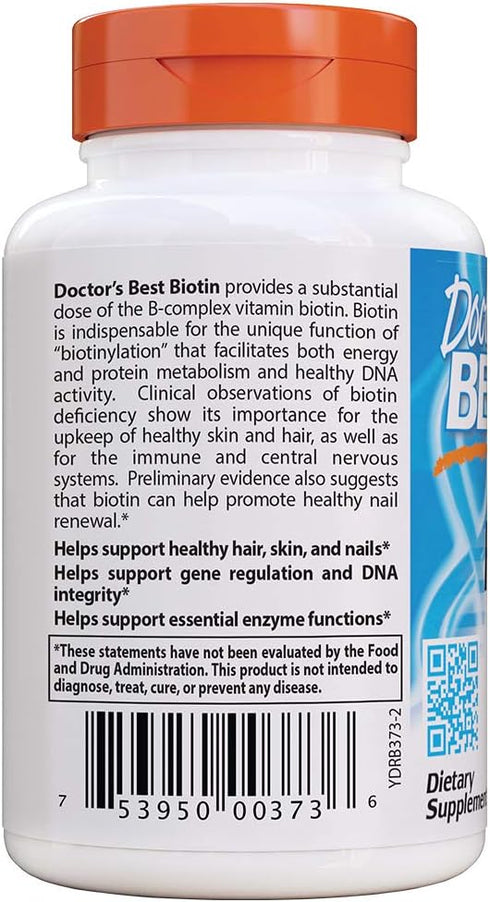 Doctor's Best Biotin to Support Hair, Skin, Nails, 120 Count...