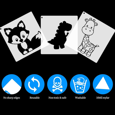 22 Pieces Baby Shower Stencils for Painting Cute Small Onesie Stencils Mixed Animal Stencils Baby Theme Painting Templates for Painting on Fabric ...
