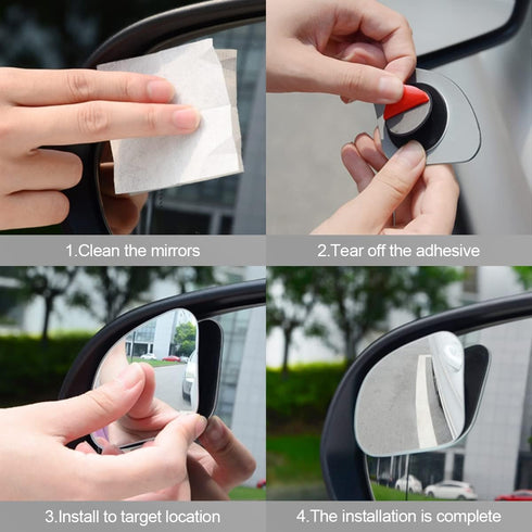 Car Blind Spot Mirror, 2PCS HD Convex Glass Angle Adjustable for Side Rearview Mirrors, Fan Shaped Frameless Rotatable Wide Angle Blind Spot Mirro...