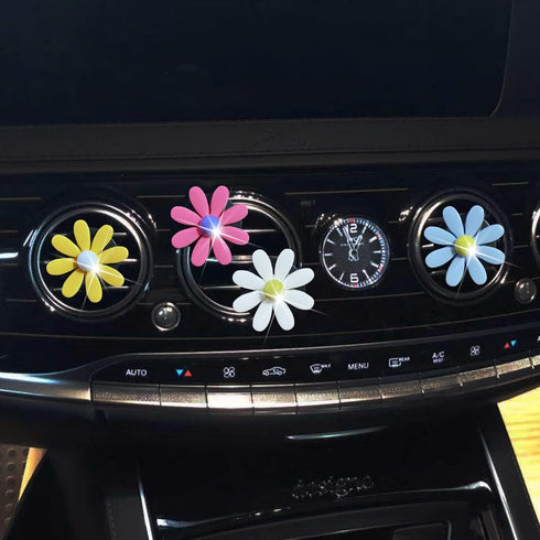 4Pcs Cute Daisies Car Clip, Flowers Car Air Fresheners Vent Clips Charm Air Vent Accessories Cute Car Decor Automotive Interior Trim Car Decoratio...