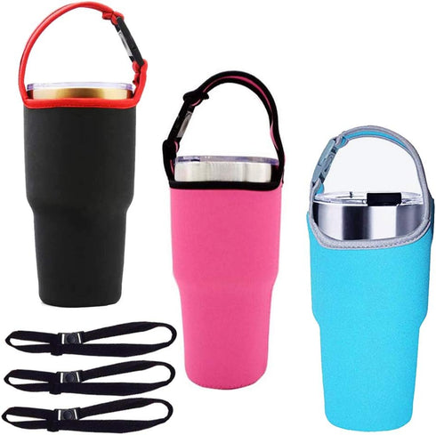 Tumbler 30oz Carrier Holder Pouch with Shoulder Strap, Hoomtry Neoprene Sleeve, for Insulated Tumbler Coffee Cup(3Pack)...