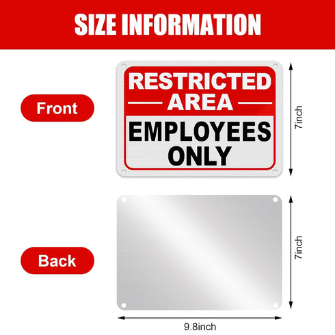 4 Pcs Restricted Area Employees Only Sign 10 x 7 Inches Do Not Enter Sign with 4 Pre Drilled Holes Reflective Warning Signs Rust Free Easy to Moun...