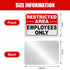 4 Pcs Restricted Area Employees Only Sign 10 x 7 Inches Do Not Enter Sign with 4 Pre Drilled Holes Reflective Warning Signs Rust Free Easy to Moun...