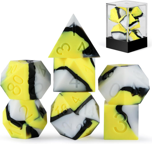 Silicone DND Dice, DNDND 7PCS Silicone D&D Dice Set with Clear Plastic Display Case for Dungeons and Dragons Role Playing Games and Tabletop Games...