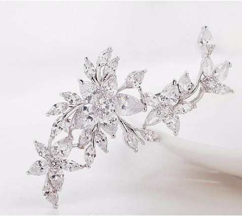GULICX Silver Tone Zircon Flower Blossom Diamante Brooch Badge Pin Classic Design for Women...