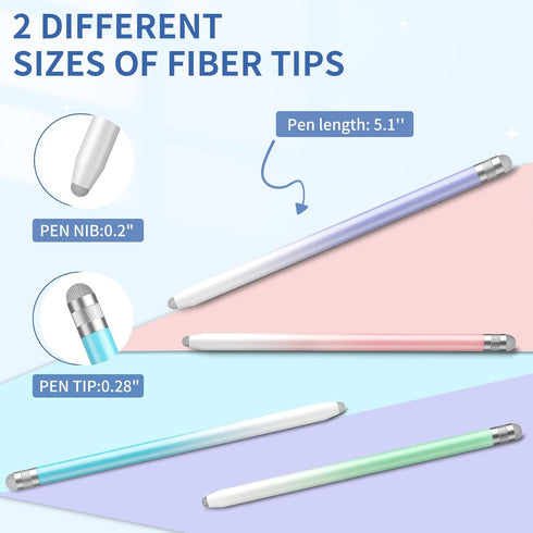 Stylus Pens for Touch Screens, 4PCS Stylus Pen for iPad with Precision Double Fiber Tips, Compatible with Apple iPad/iPhone/Android/Tablets and Ot...