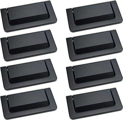 Geesatis 8 Pcs Cabinet Flush Recessed Handle Pulls/Rectangular Pull Handle Locker/Modern Lifting Handles Pulls, with Mounting Screws, Black...
