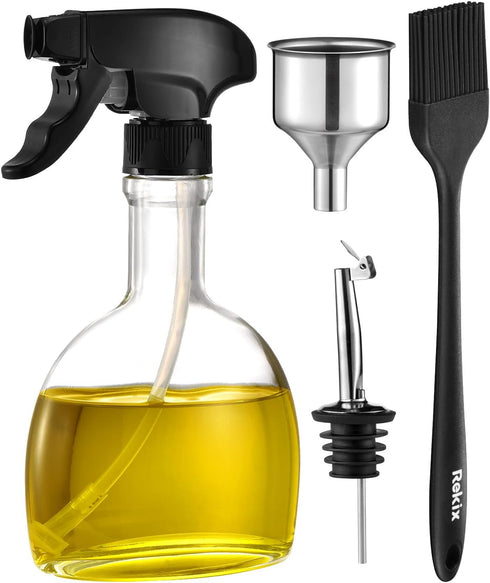 Glass Oil Spray Bottle, 8.8oz Oil Sprayer for Cooking, Large Olive Oil Sprayer, Oil Mister for Air Fryer, BBQ, Kitchen Oil Spritzer, Cooking Spray...