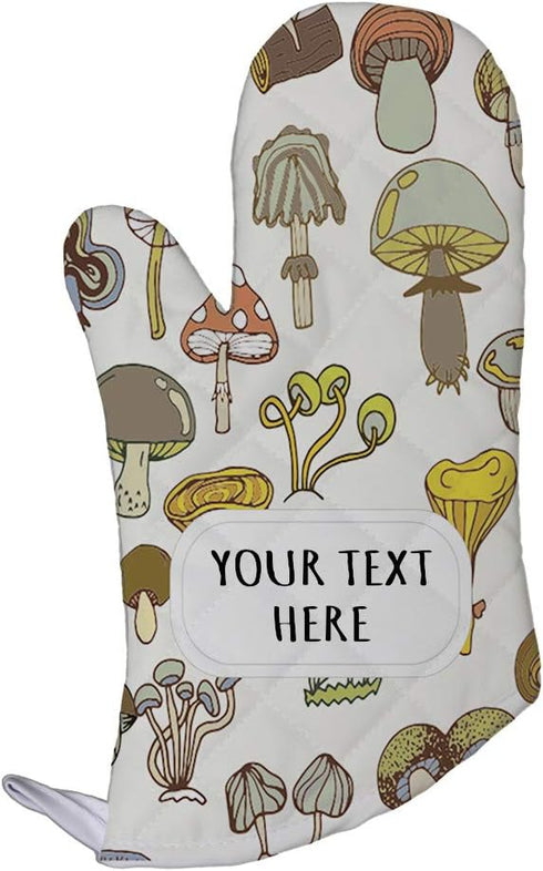Style In Print Polyester Oven Mitt Custom Mushroom 1 Pattern White Yellow Adults Kitchen Mittens...