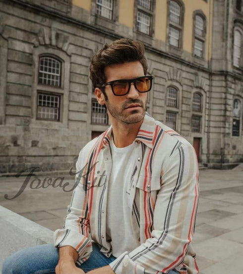 JOVAKIT Fashion Square Sunglasses for Men Women Trendy Flat Lens Sun Glasses Outdoor Sports Driving Sunnies UV400 Protection (Black/Orange)...