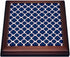 3dRose Quatrefoil Pattern Navy Blue & White with Red Accent Trivet with Ceramic Tile, 8 by 8", Brown...
