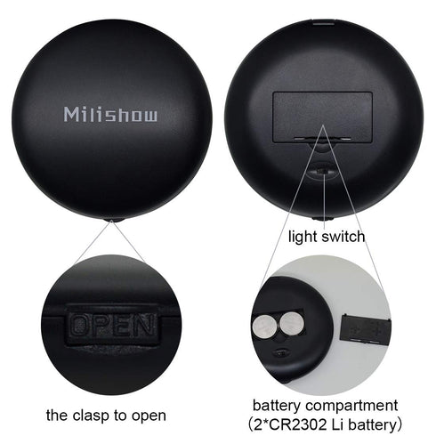 Travel Mirror with LED Lighted,1x/10x Magnification Compact Mirror with Light, 2-Sided Illuminated Folding Round Mirror, Handheld Pocket Makeup Mi...
