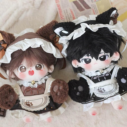 niannyyhouse 20cm Plush Doll Clothes Headdress Shirt Dress Apron Shoes Cat Paw Maid Sets 8in Doll Accessories Dress Up (Black)...