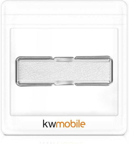 kwmobile Universal Elastic Finger Holder for Smartphones - PU Leather Stretch Grip Finger Strap with Stand Compatible with All Smartphones - Silve...