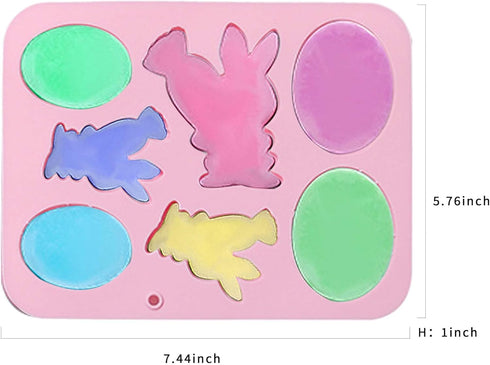 Easter Egg Silicone Mold Easter Bunny Silicon Molds for Chocolate 4 Egg 3 Bunny Shaped Mold-Flexible, Non-Stick, and Easy to Clean-Baking Pan Resi...