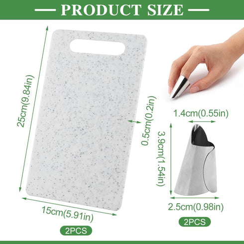 2Pcs Small Kitchen Cutting Board with Finger Guards Set Mini Plastic Cutting Board Set Dishwasher Safe for Camping Food Fruits Prep Vegetables Eas...