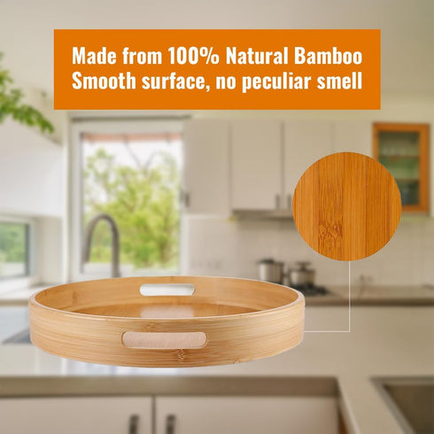 Bamboo Tray Organizer – Spice Rack Organizer Bamboo Tray for Kitchen Pantry Storage Cabinet Dining Table Refrigerator Bathroom Storage (25cm)...