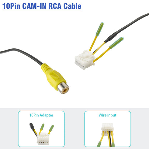 10Pin RCA Wiring Harness Connector for Android Car Stereo Radio Backup Camera RCA Video Input Adapter Replacement Cable...