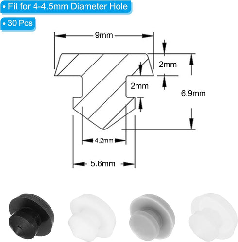 PATIKIL 4.5mm Diameter Silicone Round Snap, 40 Pcs in Type Locking Furniture Hole Plug Button Flat Head Protective Cover Fit for 4-4.5mm Hole for ...