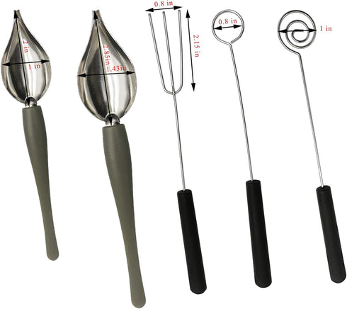 2 Pcs Drawing Decorating Spoon Set, 3 Pcs Candy Dipping Tools, Chocolate Fork Set, Stainless Steel Chef Art Pencil Spoons, Plated Decoration for P...