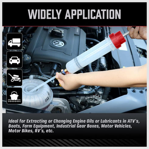 SEDY Fluid Extractor - 200cc Multi-Purpose Syringe, Oil Suction Pump, Manual Extraction and Filling Pump, Automotive Oil Syringe...