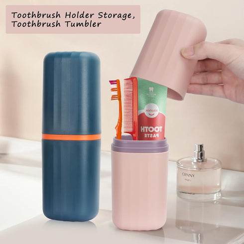 Travel Toothbrush Case,2pcs Travel Toothbrush Cup Holder Toothpaste Storage Containers, Portable Toothbrush Case for Travel Camping Business Schoo...