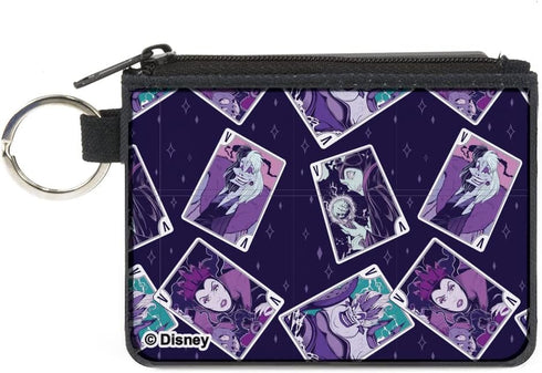 Disney Wallet, Coin Purse, Disney Villains Card Poses Collage Purples, Canvas...