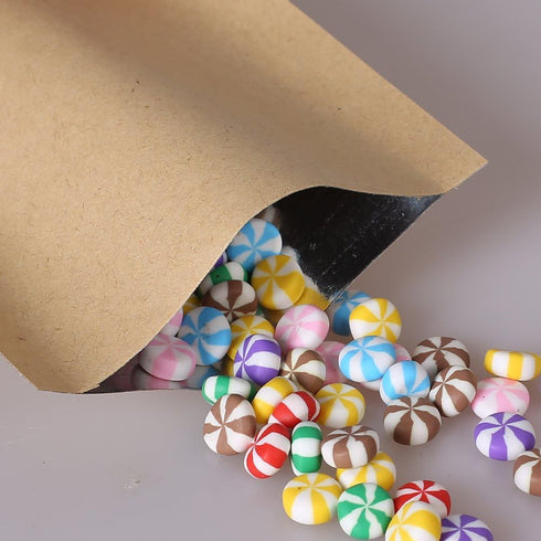 QQ Studio 100 PCS Metallic Mylar Foil Open Top Sealable Bags (6x9cm (2.3x3.5"), 100x Kraft)...