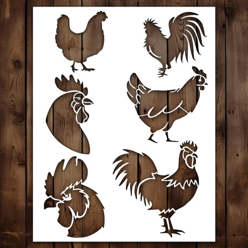 Chicken Stencil | Reusable Farmhouse Farm Stencils for Painting on Wood, Glass, Wall, Rock, Fabric, Walls, Canvas, Glassware | Rooster Farm Animal...