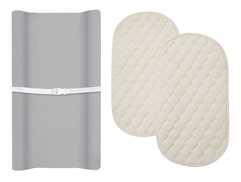 American Baby Company Changing Table Set, a 100% Organic Cotton Fitted Contoured Changing Table Pad Cover and a 2 Pack Changing Table Pads Made wi...
