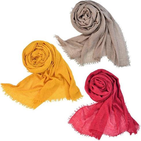 3pcs Women Soft Cotton Hemp Scarf Shawl Long Scarves, Travel Sunscreen...
