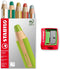 STABILO Multi-talented Pencil woody 3-in-1 - Box of 5 - Red, Dark Green, White, Silver & Gold + Sharpener...